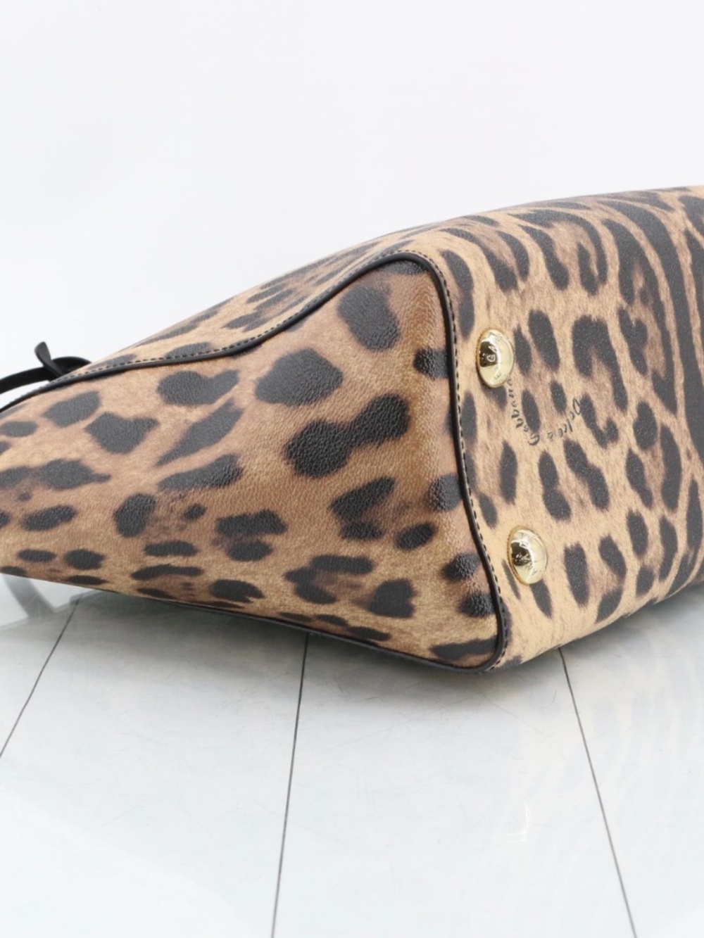 Dolce & Gabbana Leopard Print Large Tote Bag Black Leather - Picture 6 of 17